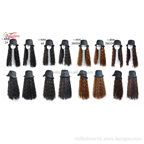 Hot sell wholesale Fisherman hat wig ins hot sell corn style hat fashion black girl curly cap Long curly corn hair